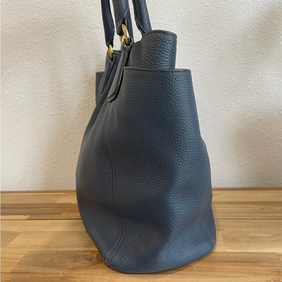 Prada Vitello Daino Pebble Leather Side Pocket Tote Handbag Bag Blue GORGEOUS! - Picture 9 of 15